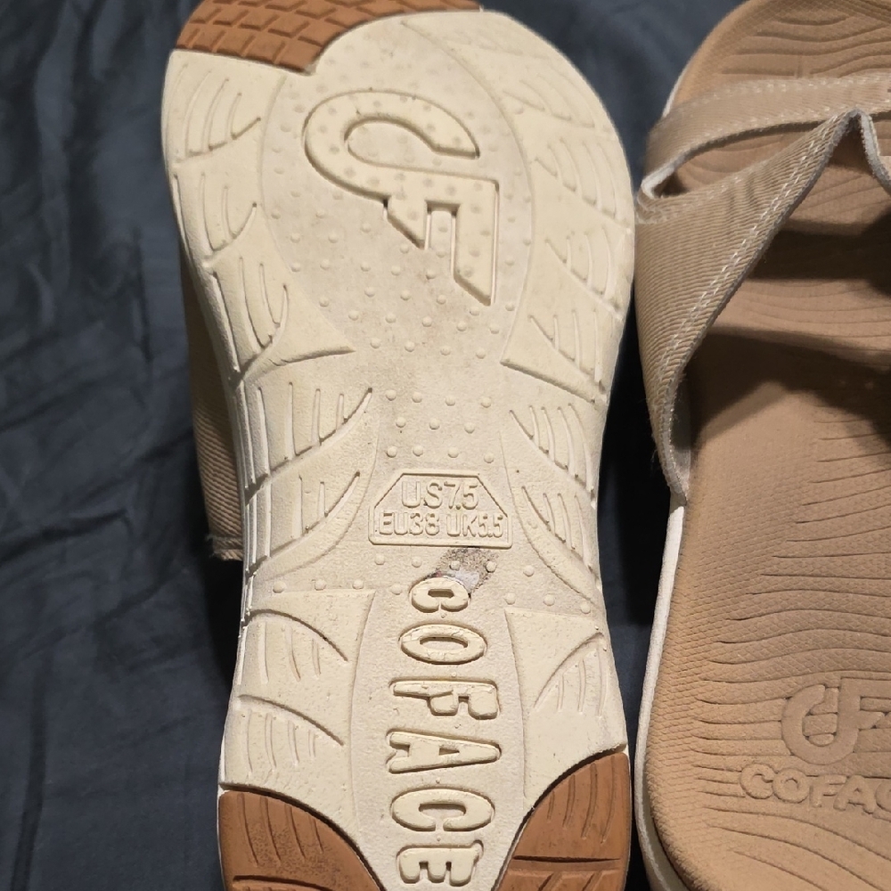 Beige Slide Sandals with Decorative Buckles - Picture 2 of 4